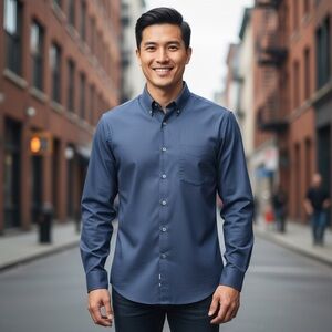 Joseph & Feiss Men’s Dress Shirt XL Egyptian Cotton Long Sleeve Blue
